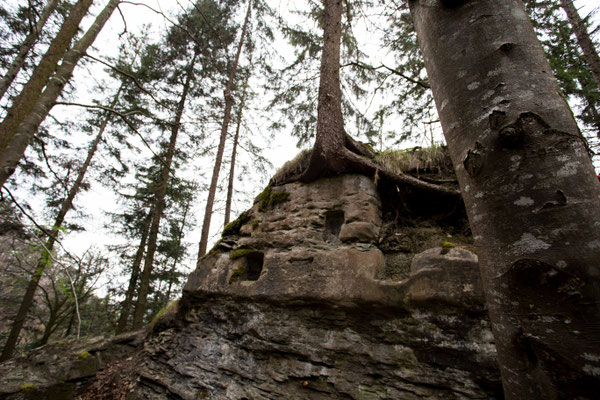 Der Druidenaltar Keltenrefugium  im Schlosschälen im Schwarzwassergraben bei Hinterfultigen