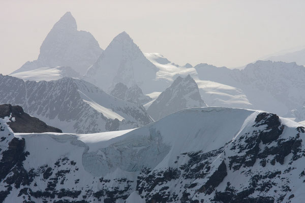 Matterhorn und Dent d'Herens vom Combin Boveire, Schweiz