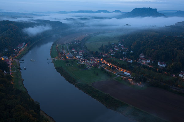 Elbe mit Rathen und Lilienstein