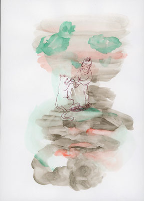 2022年1月13日, 紙に水彩、インク, watercolor ink on paper, 250x172mm, 2022/01/13