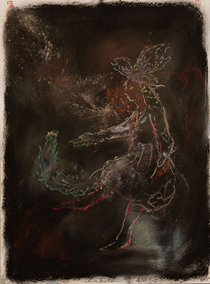 「幕間ー5」紙にパステル2022年 /"Between Curtains-5", pastel on paper, 380x280mm, 2022
