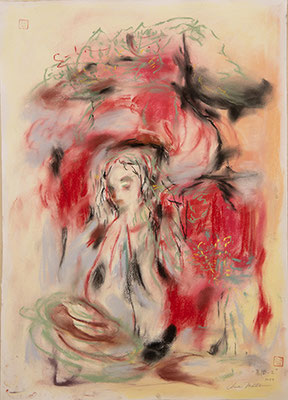 「幕間ー2」紙にパステル2022年/"Between Curtains-2", pastel on paper, 780x565mm, 2022
