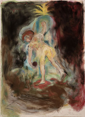 「幕間ー4」紙にパステル2022年/"Between Curtains-4", pastel on paper, 1065x785mm, 2022