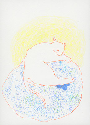 2016年3月19日, 紙にインク、色鉛筆/ink andcolored pencil on paper, 174x122mm, 2016/03/19