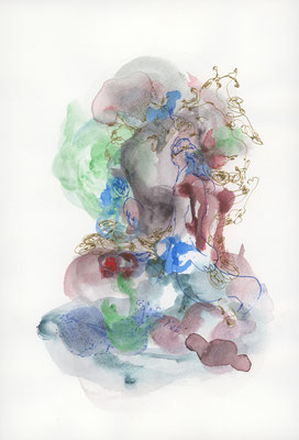 2024年6月30日, 紙に水彩、インク,watercolor and ink on paper,2248x168m, 2024/06/30