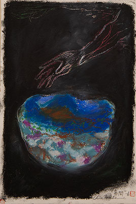 「幕間ー6」紙にパステル2022年 /"Between Curtains-6", pastel on paper, 285x195mm, 2022