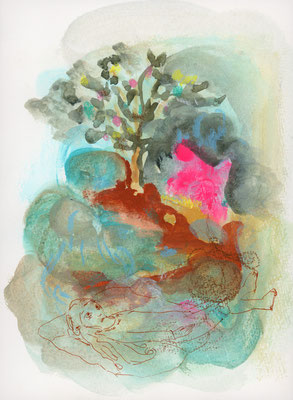 2018年12月18日, 紙に水彩、パステル/waterclor and pastel on paper, 224x160mm, 2018/12/18