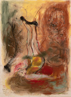 「幕間ー3」紙にパステル2022年 /"Between Curtains-3", pastel on paper, 777x570mm, 2022