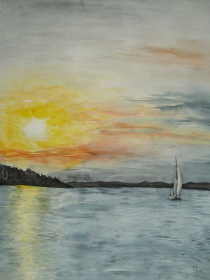 Sonnenuntergang Segeln (2016), 50x65