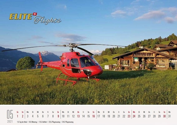 Elite Flights Kalender 2021, Mai, AS 350 B2 Ecureuil, HB-ZPF, Aeschiried