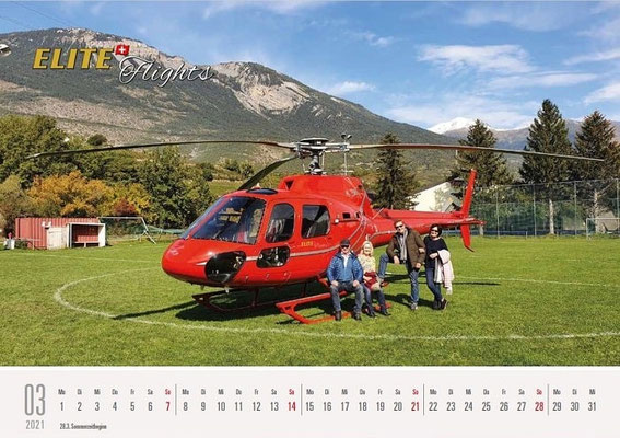 Elite Flights Kalender 2021, März, AS 350 B2 Ecureuil, HB-ZPF, Salgesch