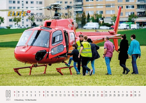 Elite Flights Kalender 2021, August, AS 350 B2 Ecureuil, HB-ZPF, Untersiggenthal, Obersiggenthal
