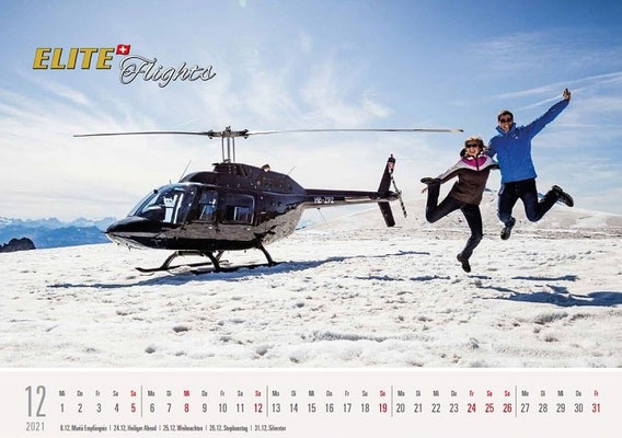 Elite Flights Kalender 2021, Dezember, AS 350 B2 Ecureuil, HB-ZPF, Petersgrat