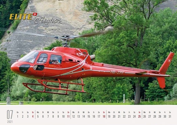 Elite Flights Kalender 2021, Juli, AS 350 B2 Ecureuil, HB-ZPF, Burgdorf