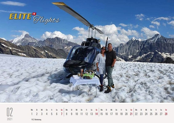 Elite Flights Kalender 2021, Februar, Bell 206 Jet Ranger HB-ZPZ, Petersgrat