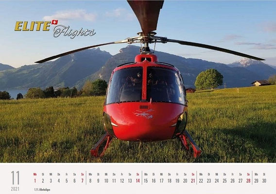 Elite Flights Kalender 2021, November, AS 350 B2 Ecureuil, HB-ZPF, Aeschiried