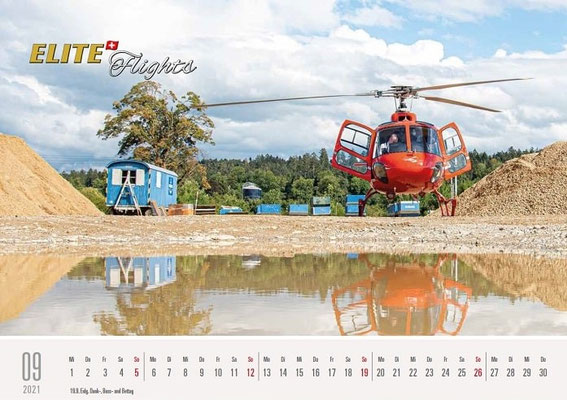 Elite Flights Kalender 2021, September, AS 350 B2 Ecureuil, HB-ZPF, Langenthal