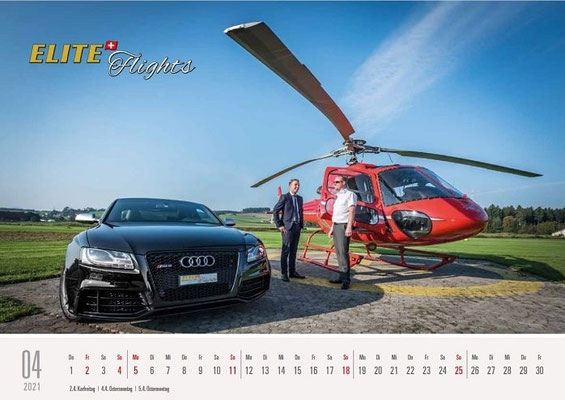Elite Flights Kalender 2021, April, AS 350 B2 Ecureuil, HB-ZPF, Luzern-Beromünster