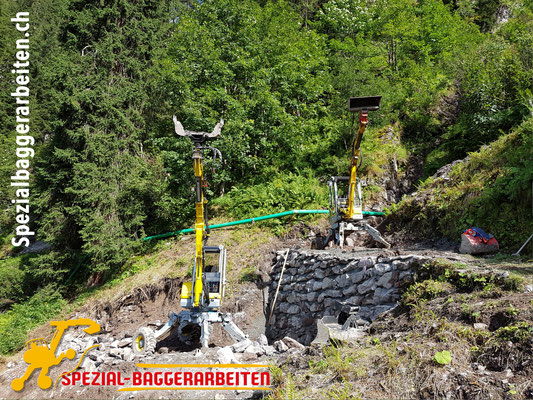 Spezial-Baggerarbeit Adrian Krieg  Telefon 079 586 32 47 Natursteinmauern Granitmauern Sandsteinmauern Felsbruchmauern Stützmauern