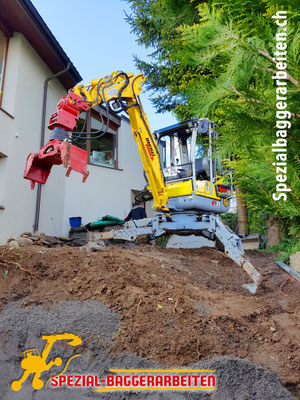 Spezial-Baggerarbeit Adrian Krieg  Telefon 079 586 32 47 Natursteinmauern Granitmauern Sandsteinmauern Felsbruchmauern Stützmauern