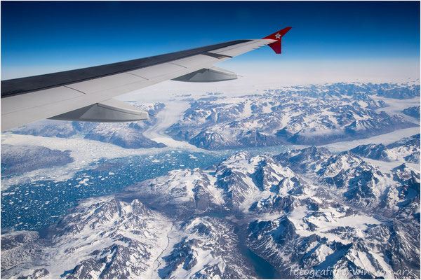 Edelweiss Direktflug von Zürich nach Kangerlussuaq, Westgrönland (dies war der erste Direktflug von Zürich überhaupt)