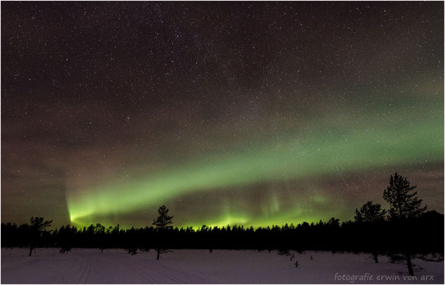 Nordlichter (Revontulet) über Äkäslompolo im finnischen Lappland