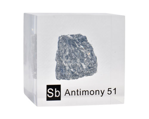 antimony metal, antimony element, antimony cube, antimony acrylic cube, antimony lucite cube, antimony element for collection