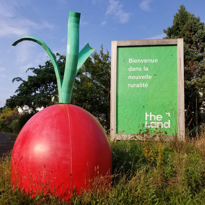 Sculpture de radis en résine et métal