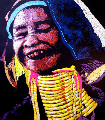 Titre "Padaung People N°1" (2015) / 91 cm x 76 cm / Peinture à l'acrylique sur toile / Prix: 4500€