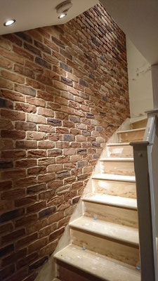 installation of Olde Coach House brick slips leading up a staircase