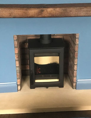 Brick Edged fireplace chamber in Furness Grey Brown