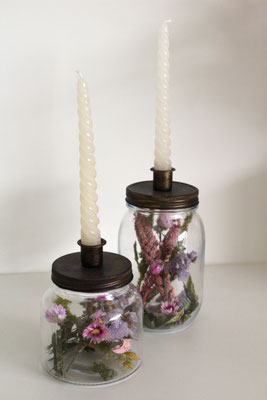 Candle jars met droogbloemen - € 15 & € 20 - art. CANDLEJARCATHY15 & CANDLEJARCATHY20