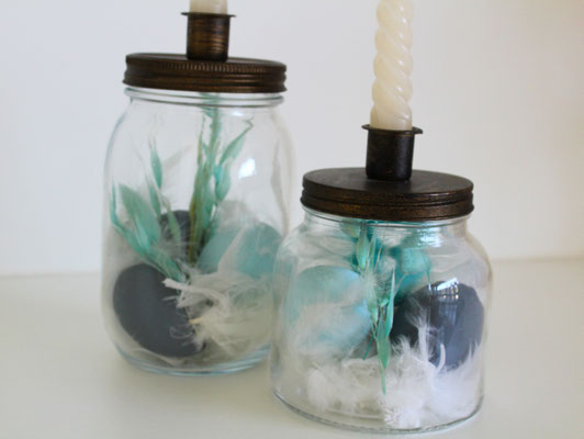 Candle jars paassfeer (gevuld, excl. kaars) - € 15/€ 20 - art. JARPASENBLAUW