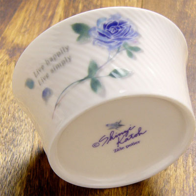 Shinzi katoh シンジカトウ　おしゃれなブルーローズのイラスト　陶器のカップ　ココット　デザートカップ　ROSE-202