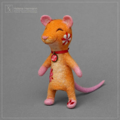 Projekt "12 tails", asiatisches Tierkreiszeichen Ratte, handgefilzte Finger-Figur, 2024