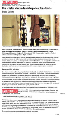Artikel zur Ausstellung auf www.Ladepeche.fr erschienen