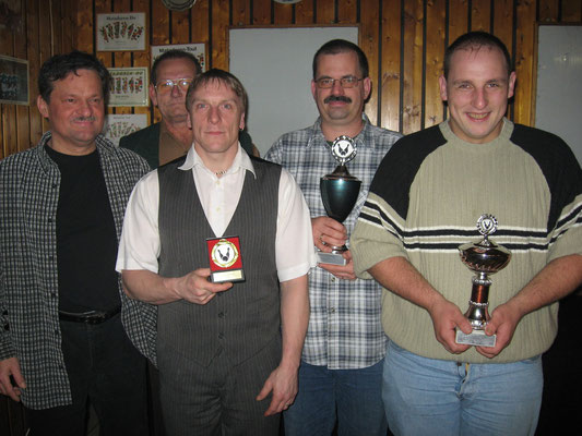 Pokalsieger 2007: v.l. 1. Vorsitzender Jörg Rudolph, Sportwart Gerhard Riedl, Jörg Korlek, Klaus Jakob und Martin Biber
