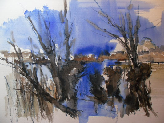 Flußufer 1989, nicht gerahmt, 70x57, (Nr 031)