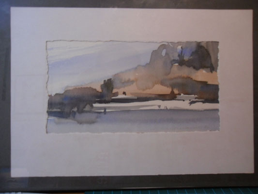Flussufer 1980, gerahmt, 30x21 (Nr 020)