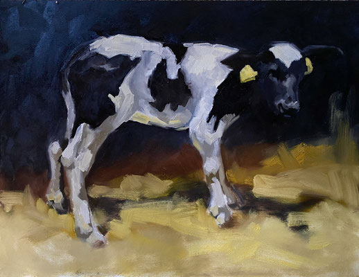 Calf study, oil on paper 50x65cm © Philine van der Vegte