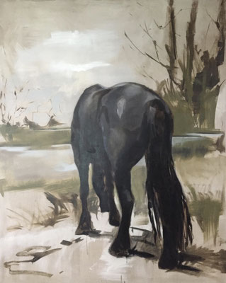 "Grazing horse", oil on linen 250x200cm © Philine van der Vegte