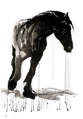 Horse study #9, ink on paper 210x150cm, 2020 SOLD