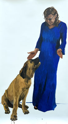 Susanne en Bram, oil on paper 200x100cm © Philine van der Vegte