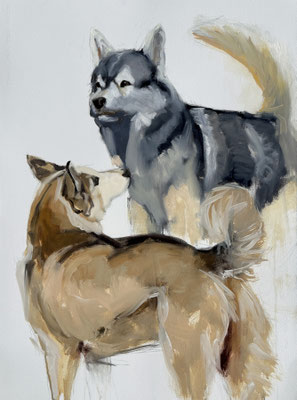 Leader of the pack, oil on paper 76x56cm by Philine van der Vegte