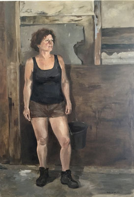 Feeding the sheep, oil on linen 200x140cm, sold © Philine van der Vegte