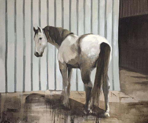 "Big white horse". oil on linen 250x300cm, 2018