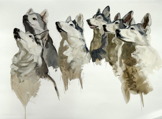 Hungry eyes, oil on paper 56x76cm, sold, © Philine van der Vegte