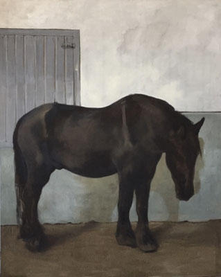 "Big black horse", oil on linen 250x200cm © Philine van der Vegte