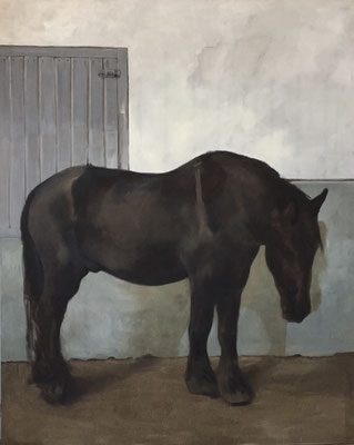 Big black horse, oil on linen 250x200cm, 2018