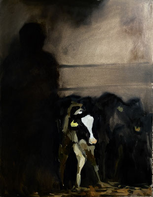 Unloading the trailer, oil on paper 50x65cm © Philine van der Vegte